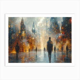 Digital Fusion: Human and Virtual Realms - A Neo-Surrealist Collection. Futuristic Cityscape Art Print