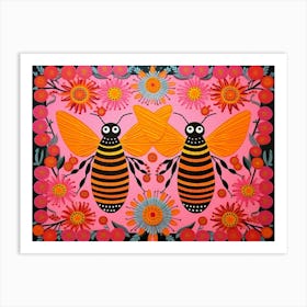 Honey Bee 1 Folk Style Animal Illustration Art Print