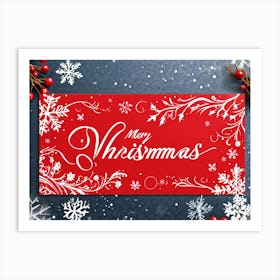 Calligraphic Christmas Greeting Card Featuring Ornate Cursive Script With Hand Drawn Lettering Of (6) Art Print