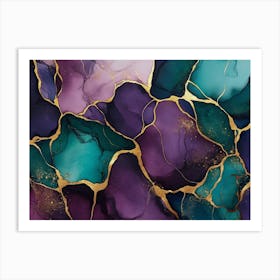 Purple And Gold Abstract Painting 1 Art Print