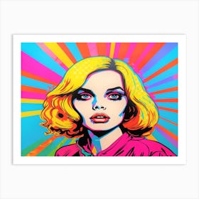 Retro Blond - Portrait & Stripes Art Print