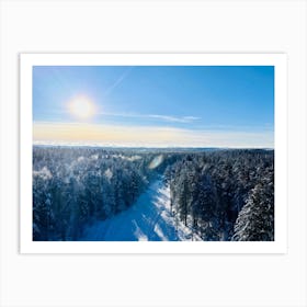 At The Onset Of Winter A Snowy Panorama Unfolds A Vast Forest Exists Beneath The Far Reaching Sky (3) Art Print