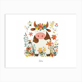 Little Floral Cow 3 Poster Art Print