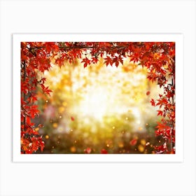 Autumn Themed Frame Showcasing An Explosion Of Vibrant Foliage Hues Ranging From Deep Reds To Warm 2 1 Art Print