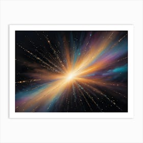 Abstract Image Of A Colorful Cosmic Explosion With A Bright Center, Radiating Energy And Light Through A Starry Expanse Art Print