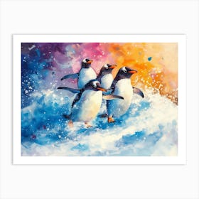 Surfing Penguins 1 Art Print