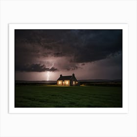 Lightning Over A Cottage 1 Art Print