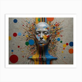 Paint Splash Face Statue Abstract Art Print