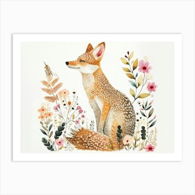Little Floral Coyote 1 Art Print