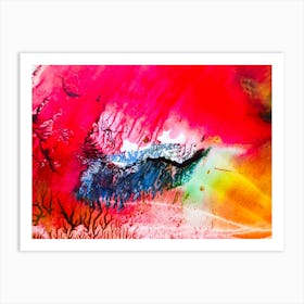 Abstract Painting, Acrylic On Canvas, Red Color 1 Art Print