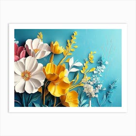 Cozy Modern Scene With A Spectacular Hyper Realistic Abstract Of Spring Flowers 2 Art Print