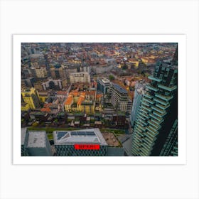 Skyscrapers aerial view Milan Print Art Print