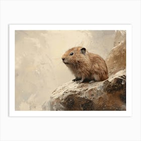 Hamster On A Rock Art Print