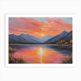 Sunset Over Lake Art Print