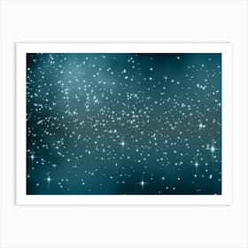 Steel Blues Shining Star Background Art Print