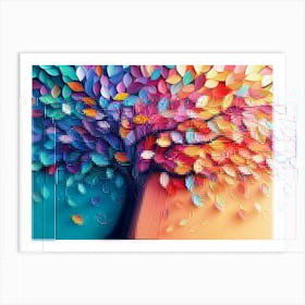 Elegant Colorful Tree with Vibrant Leaves Hanging Branches 11 Art Print