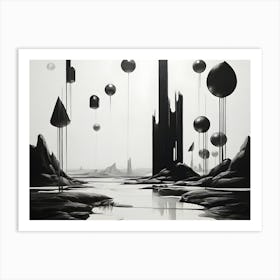 Black And White Abstract Landscape Painting Art Print