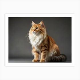 Cat On A Grey Background Art Print