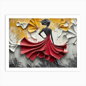 Woman In Red Dress Art Print