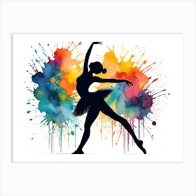 Silhouette of ballerina ballet dance - Watercolor painting #6 Art Print