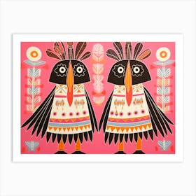 Rockhopper Penguin Folk Style Animal Illustration Art Print