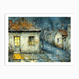 Rainy Night in Romanian Village # 1 Art Print