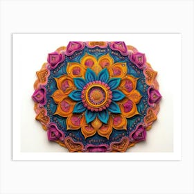 3d Detailed Mandala with Vibrant Colors 1 Art Print