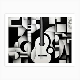 Music Abstract Black And White 8 Art Print