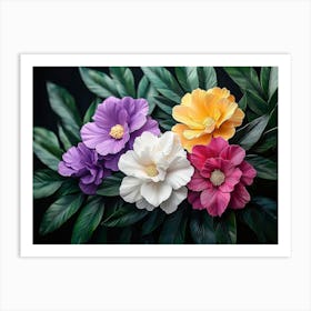 Printed Art Pattern with Colorful Flowers Leaves 3d Artwork Painting Art Print