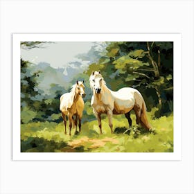 Horses Painting In Monteverde, Costa Rica, Landscape 4 Art Print