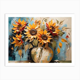 Sunflowers In A Vase Abstract 1 Art Print
