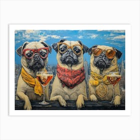 Elegant Pugs 4 Art Print