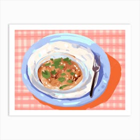 A Plate Of Shawarma, Top View Food Illustration, Landscape 3 Art Print
