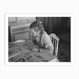 Rustan S Daughter Reading A Sunday Paper,Rustan Brothers Farm Near Dickens,Iowa By Russell Lee Art Print