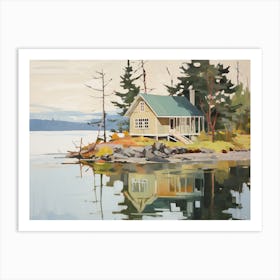 Wooden House At The Lake - expressionism Art Print