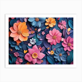 3d With Vibrant Floral Pattern 1 Art Print