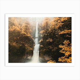 Multanomah Falls Autumn Waterfall Art Print