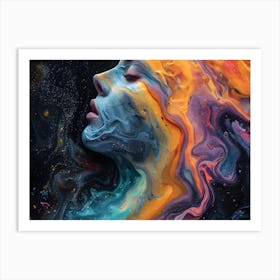 Fluid Portrait Triadic Colors Art Print