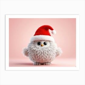 Bubo A Fluffy Winter Stylized Illustration As A Decorative Object For December Donned In A Festive (4) Art Print