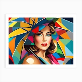 Woman With An Umbrella - cubism Art Print