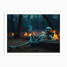 Skeleton In The Graveyard Art Print