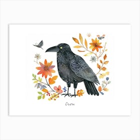 Little Floral Crow 3 Poster Art Print