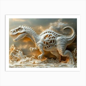 3d Dinosaur Made Of Stone 1 Art Print