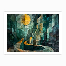Road To The Moon, Cubism Art Print
