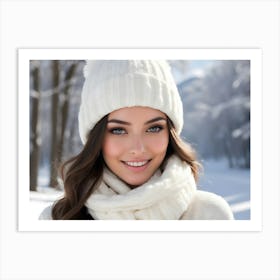 Beautiful Woman In Winter 1 Art Print