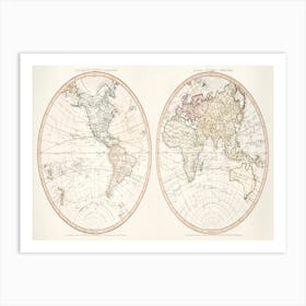 New World Or Western Hemisphere Old World Or Eastern Hemisphere (1786) Art Print