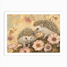 Floral Animal Illustration Hedgehog 6 Art Print