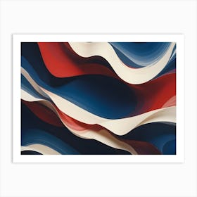 Abstract Image Of Flowing, Colorful Waves In Shades Of Blue, Red, And White Art Print