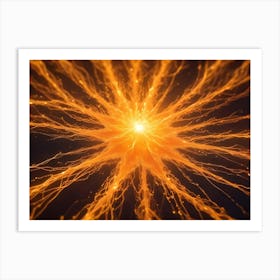 Abstract Background Of Glowing Lines Radiating Outwards From A Center Point, With A Yellow, Golden Glow Art Print