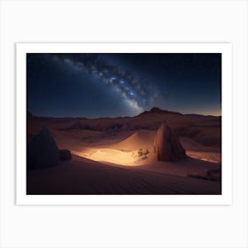 Starry Night Sky At The Oasis In The Desert Art Print